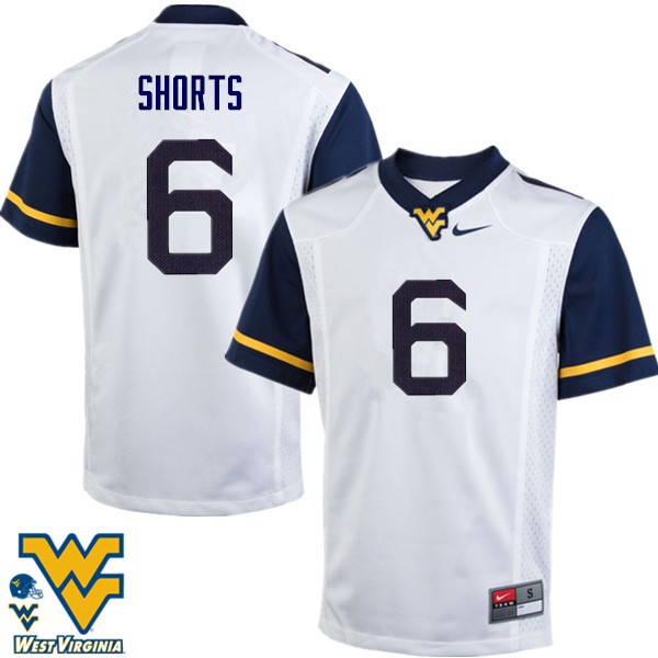 NCAA Men's Daikiel Shorts West Virginia Mountaineers White #6 Nike Stitched Football College Authentic Jersey FG23M43NS